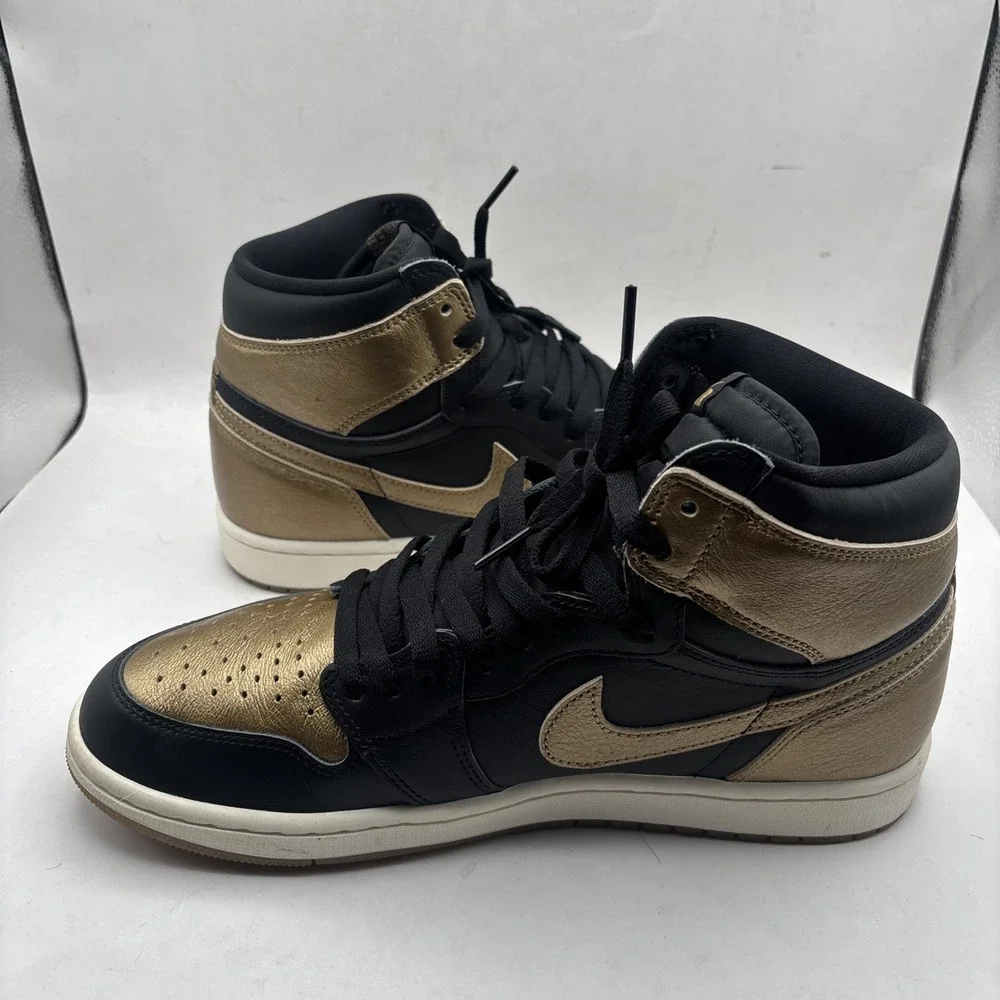 Nike Air Jordan 1 Retro OG High Black Gold US‎ 10 EXCELLENT! crease protector